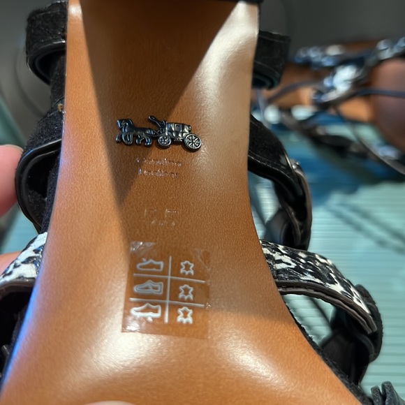 Coach strappy high heels size 5.5; black suede detail; leather upper. - Picture 5 of 6